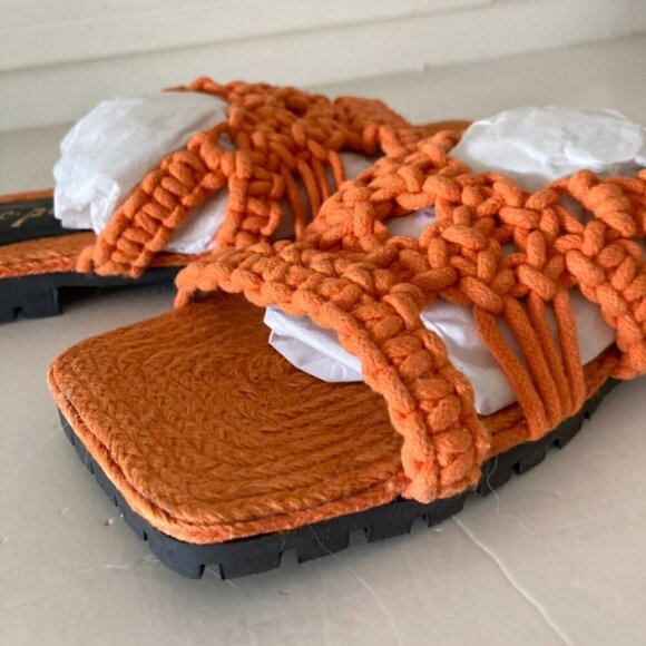 NWOT Free People Sandri Macrame Orange Woven Boho Sandals Sz 37.5 - Picture 2 of 7